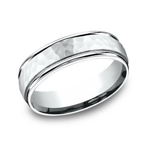 Comfort-Fit Design Wedding Band in 14K White Gold (6.5 mm)