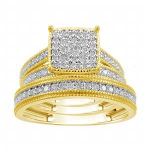 15 Ct. T.w. Diamond Trio Bridal Ring Set In 14Kt Yellow Gold