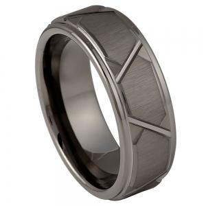 Gun Metal IP Plated Trapezoids Design - 8MM Band